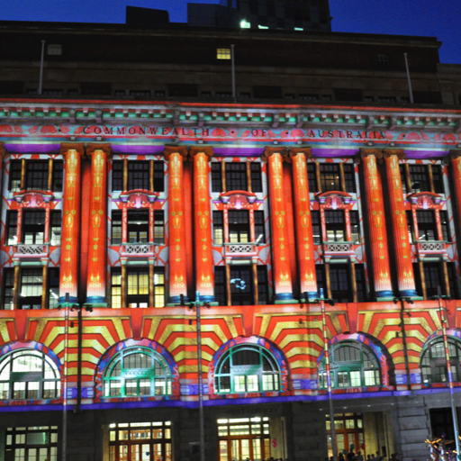 Projection images- building facade-night time economy.